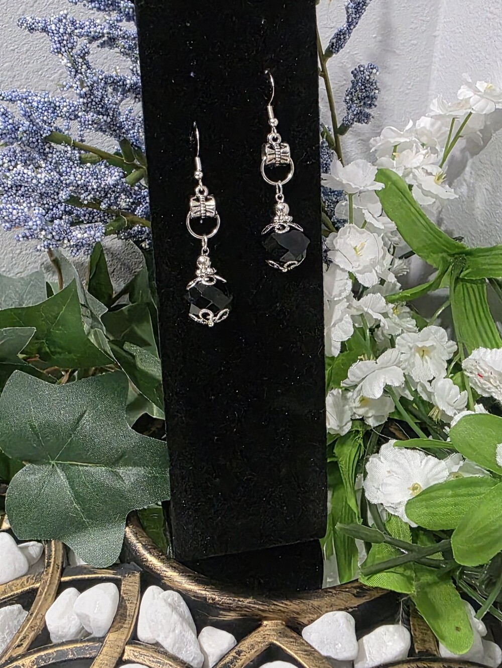 Elegant Black Crystal Drop Earrings
